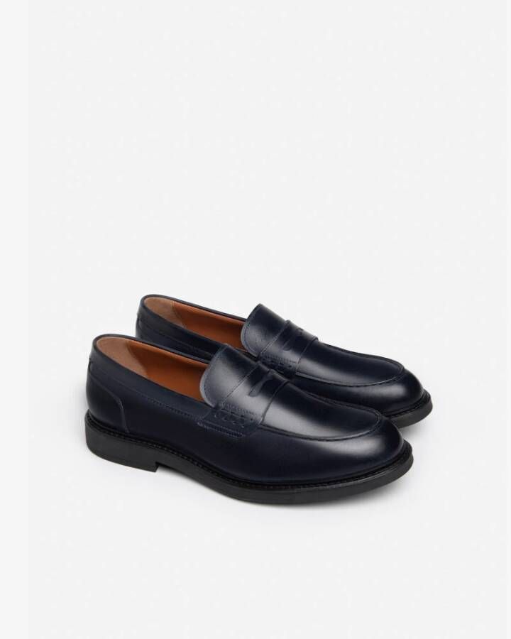 Nerogiardini Blauwe Leren Herenloafers met Band Blue Heren