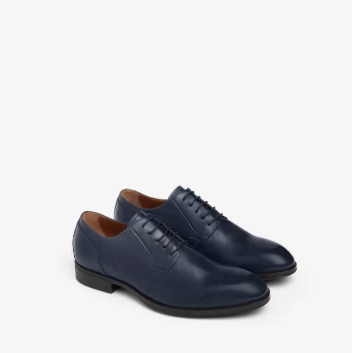 Nerogiardini Blauwe leren veterschoenen Blue Heren