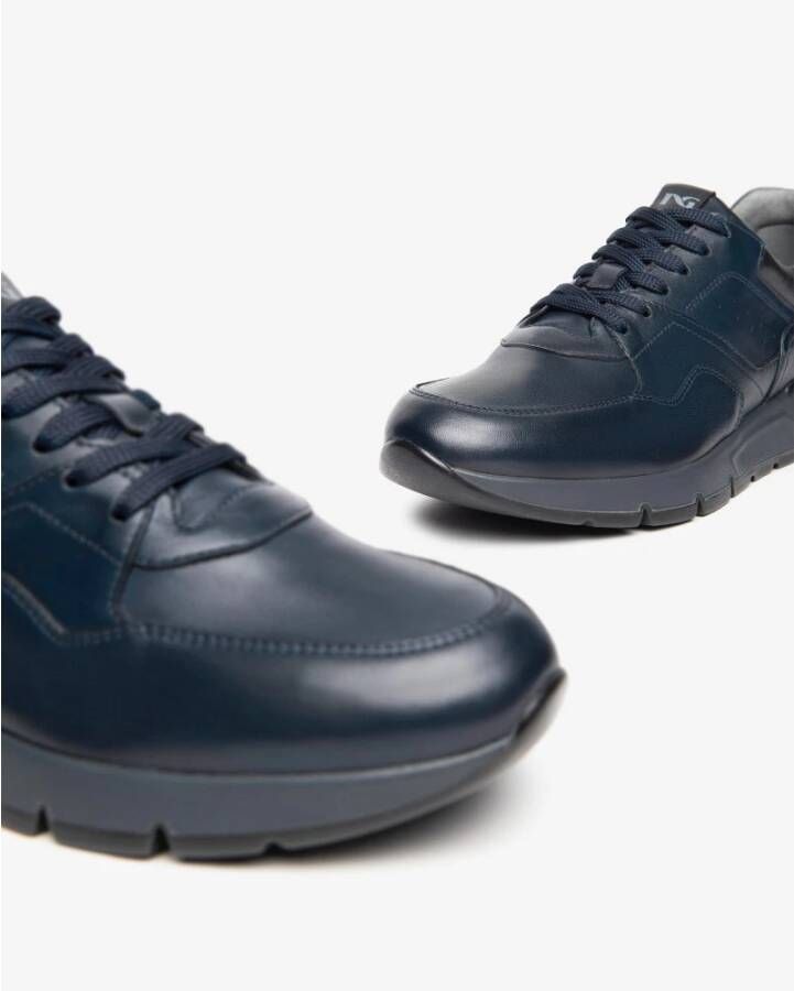 Nerogiardini Blauwe Leren Veterschoenen Blue Heren