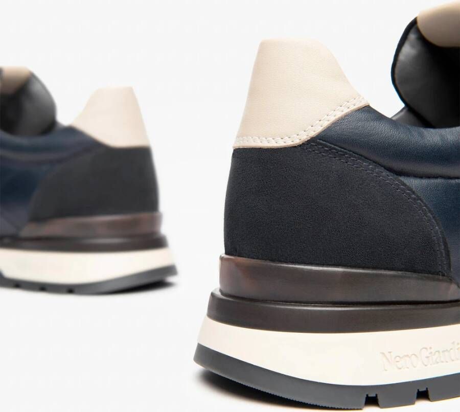 Nerogiardini Blauwe Leren Veterschoenen Blue Heren