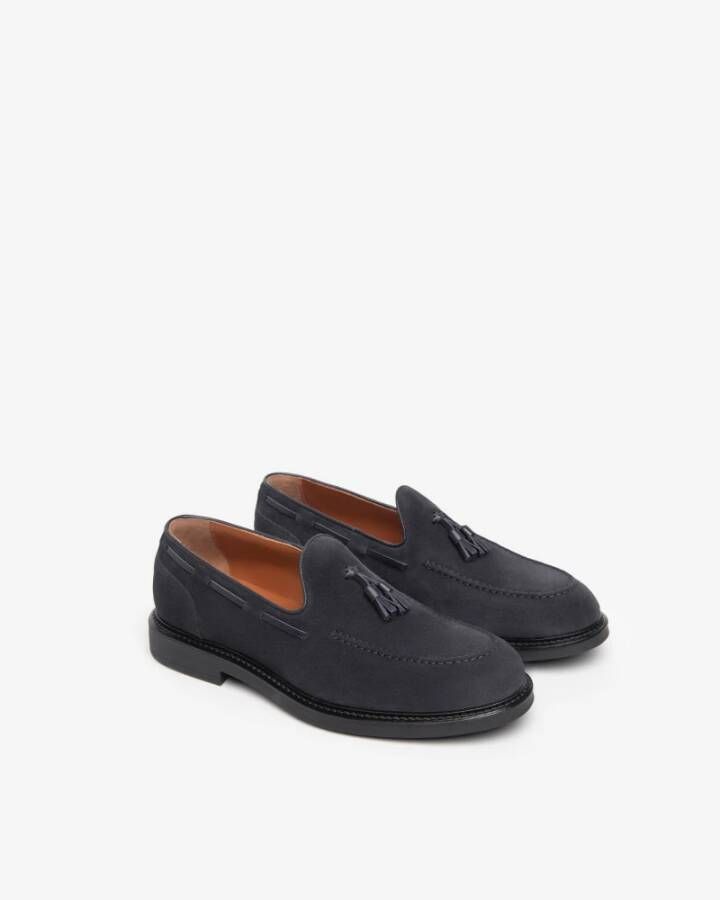 Nerogiardini Blauwe Suède Loafers met Kwastjes Blue Heren