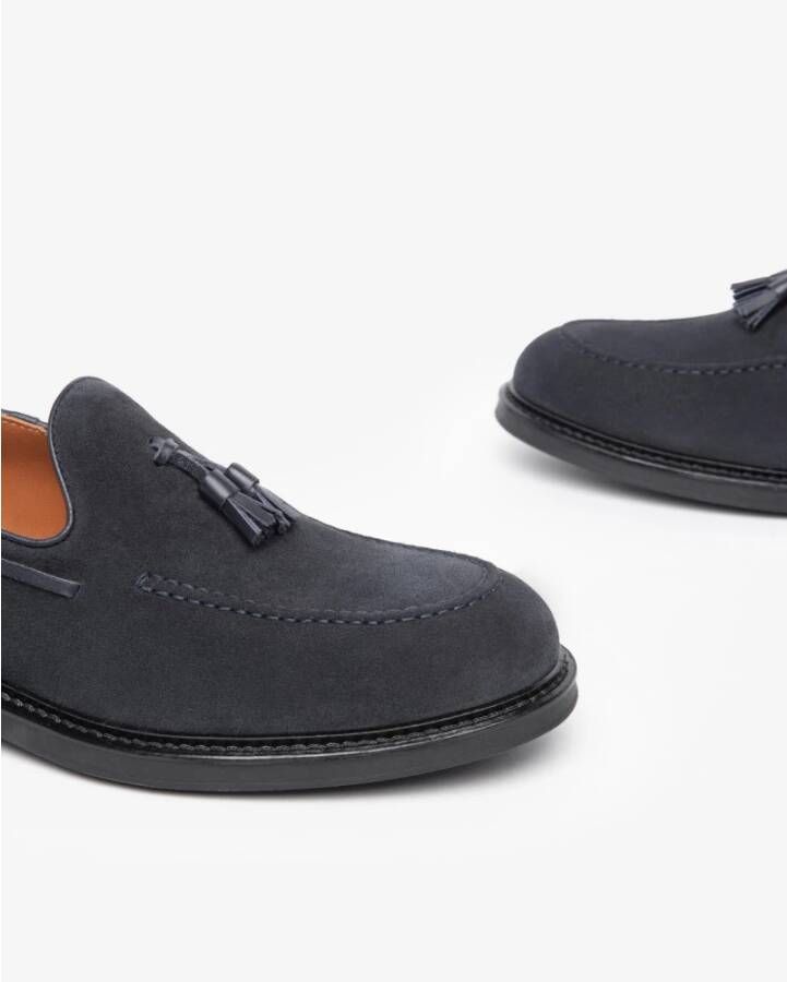 Nerogiardini Blauwe Suède Loafers met Kwastjes Blue Heren