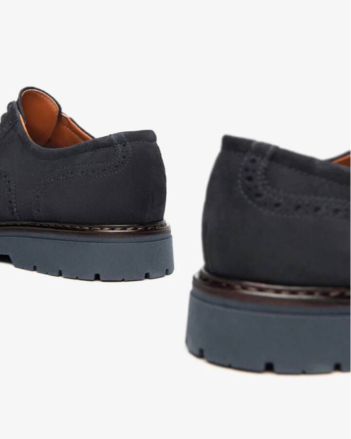 Nerogiardini Blauwe Suède Veterschoenen Inglesina Stijl Blue Heren