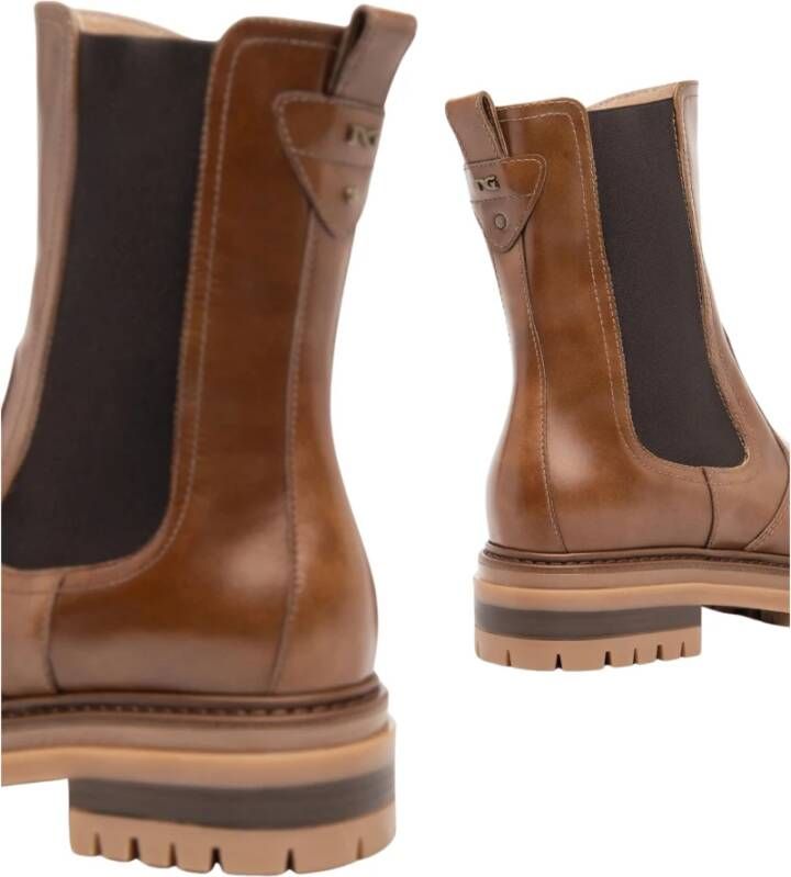 Nerogiardini Bruine Chelsea Boots met Elastische Inzetstukken Brown Dames