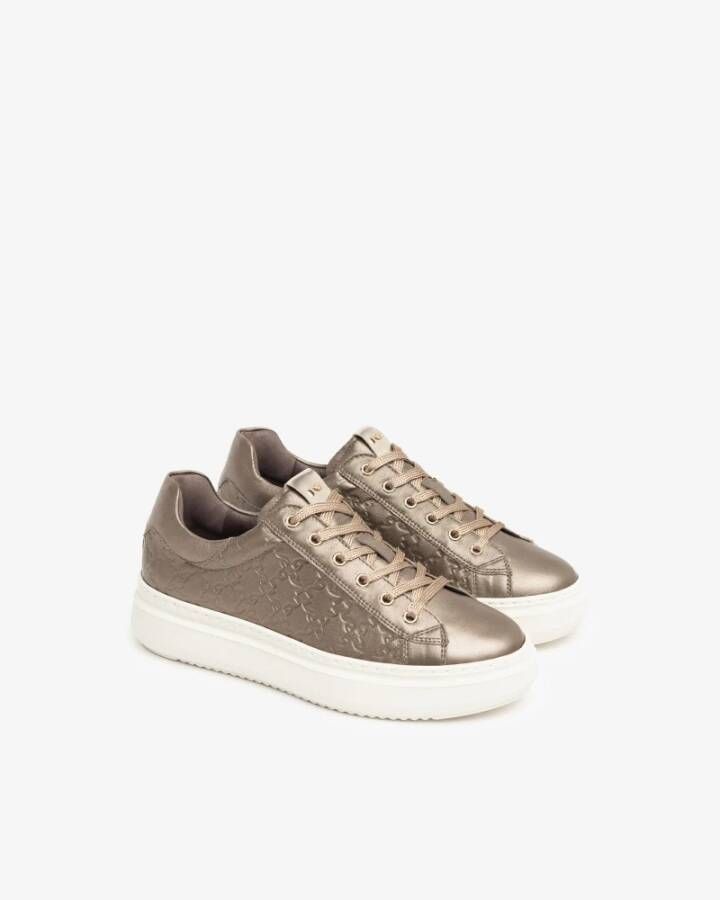 Nerogiardini Bruine Leren Sneakers met Logo Print Brown Dames