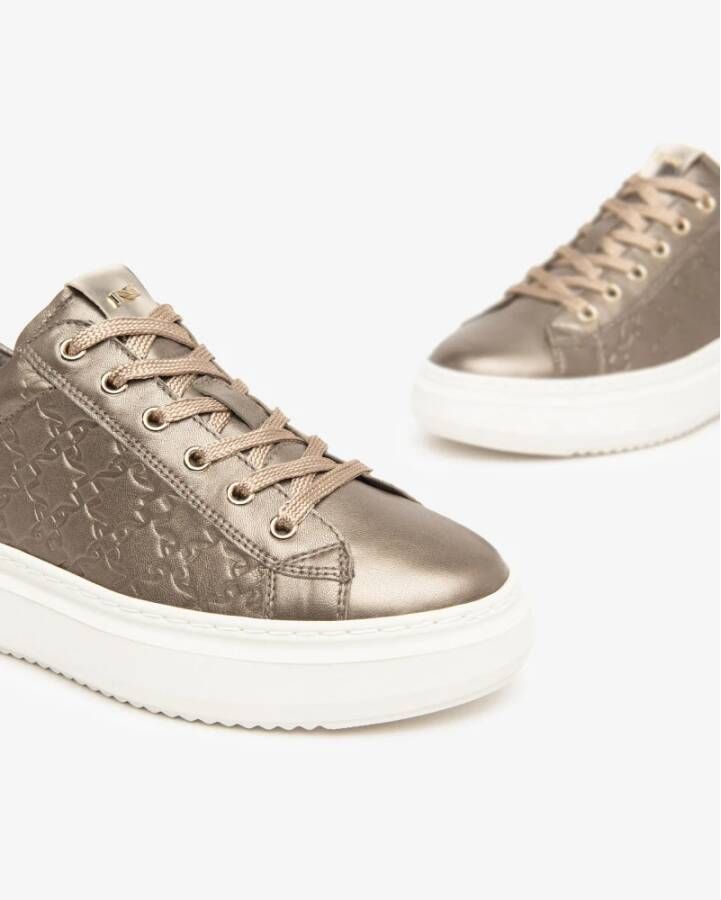 Nerogiardini Bruine Leren Sneakers met Logo Print Brown Dames