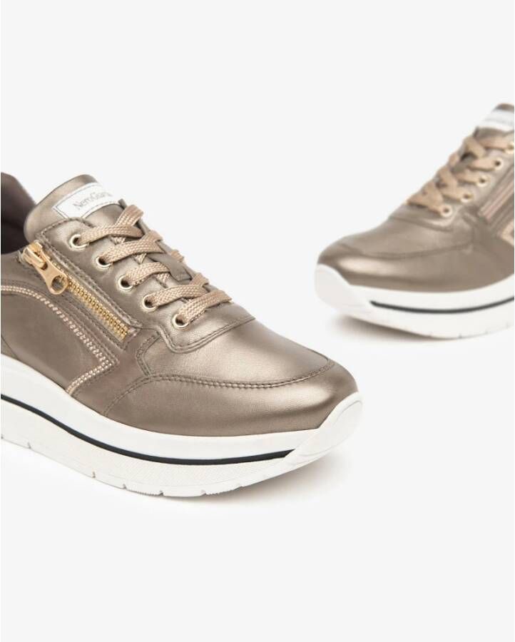 Nerogiardini Bruine Leren Sneakers met Ritssluiting Brown Dames