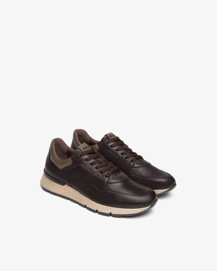 Nerogiardini Bruine Leren Veterschoenen Brown Heren