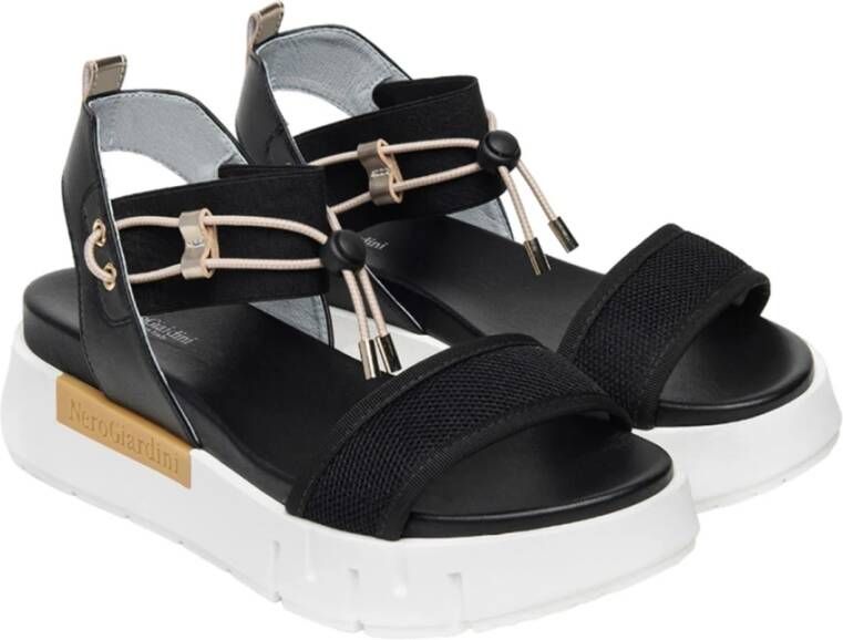 Nerogiardini Casual Zwarte Leren Dames Sandalen Black Dames