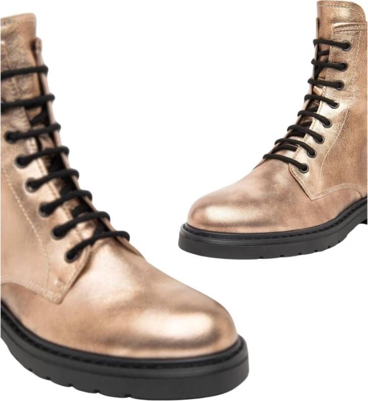 Nerogiardini Elegante Gouden Dames Veterschoenen Yellow Dames