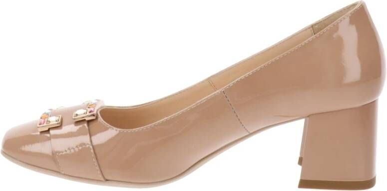 Nerogiardini Elegante Leren Hoge Hakken Beige Dames