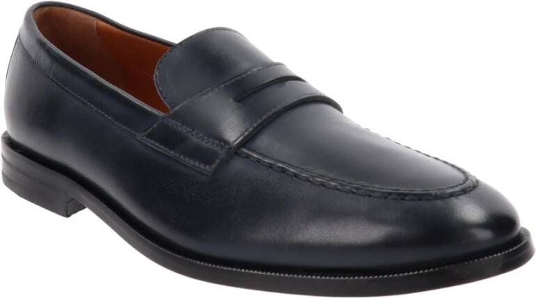 Nerogiardini Heren Leren Loafers Blue Heren