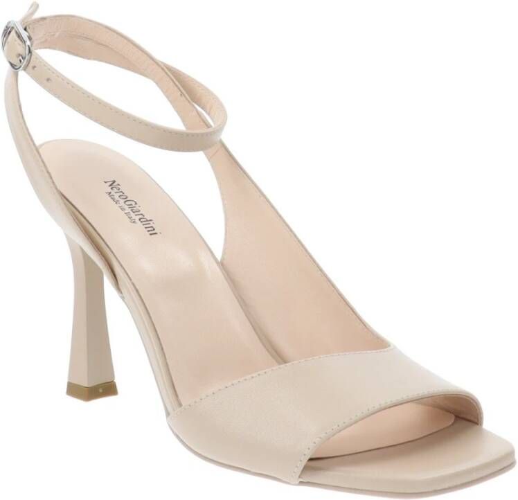 Nerogiardini Hoge hak leren sandalen voor vrouwen Beige Dames