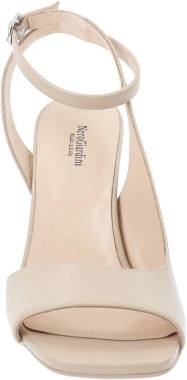 Nerogiardini Hoge hak leren sandalen voor vrouwen Beige Dames