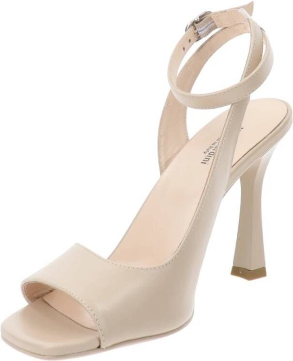 Nerogiardini Hoge hak leren sandalen voor vrouwen Beige Dames