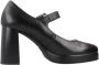 Nerogiardini Zwarte leren blokhak schoenen Black Dames - Thumbnail 8