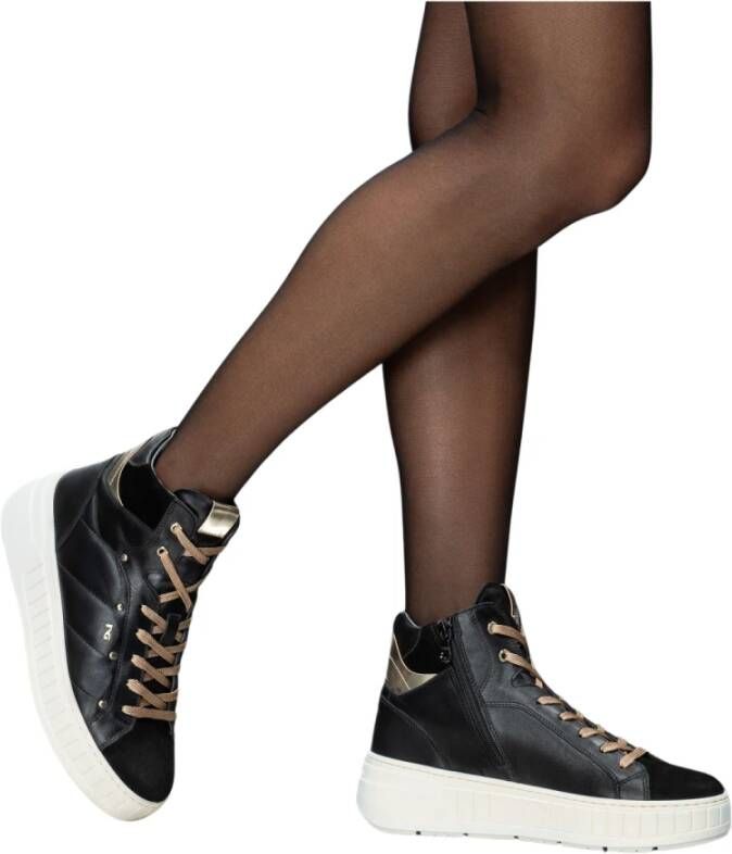 Nerogiardini Hoge Top Veterschoenen met Zijrits Black Dames