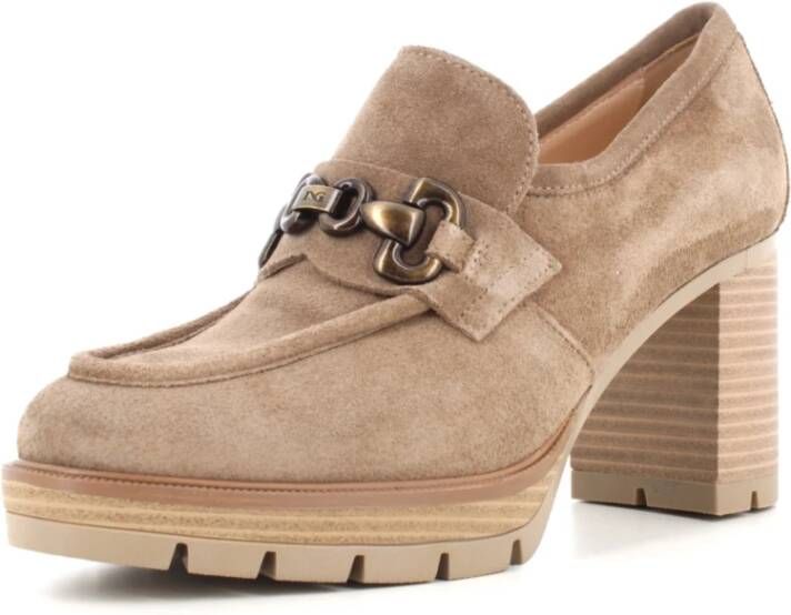 Nerogiardini Klassieke Dames Loafer Hakken Beige Dames