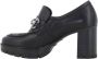 Nerogiardini Zwarte leren loafers met metalen klem Black Dames - Thumbnail 9