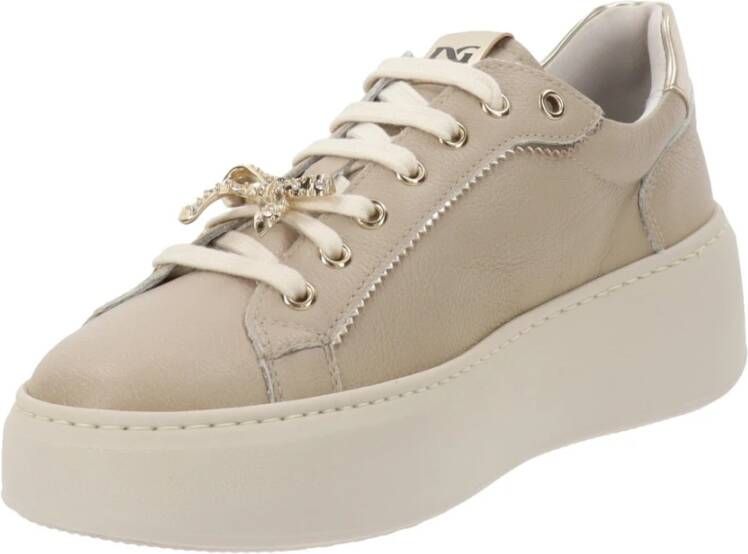 Nerogiardini Leren Dames Sneakers Comfort Stijl Beige Dames