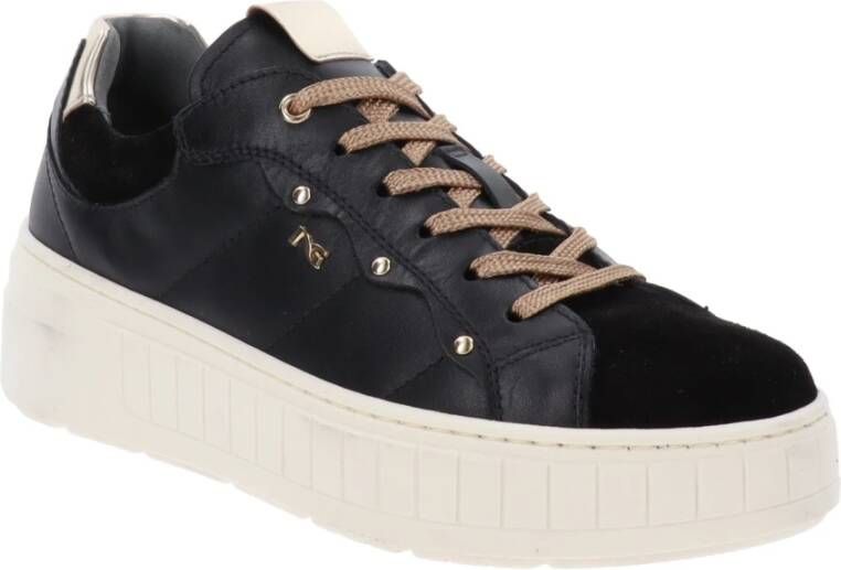 Nerogiardini Leren Dames Sneakers Modern en veelzijdig Black Dames