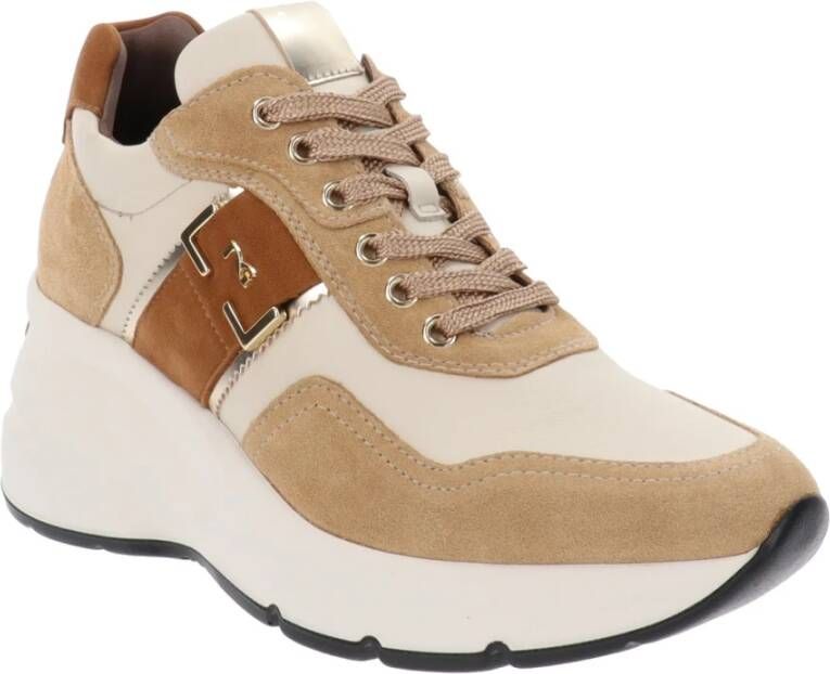 Nerogiardini Leren Dames Sneakers Stijlvol Comfortabel Brown Dames