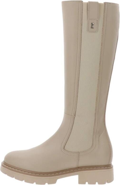 Nerogiardini Leren Dameslaarzen Stijlvol Comfort Beige Dames