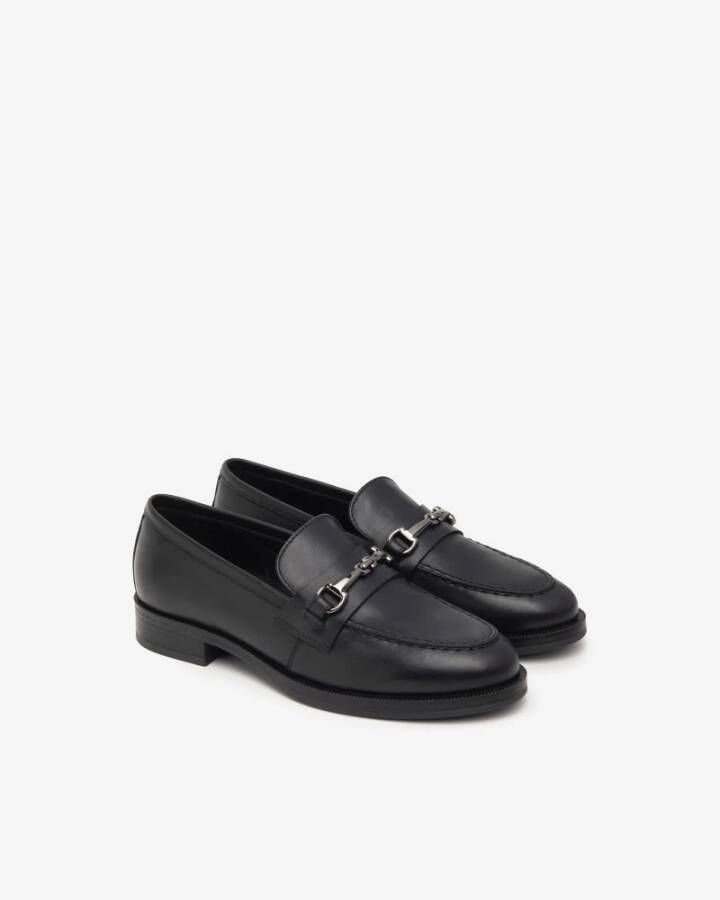 Nerogiardini Leren damesloafers met metalen klem Black Dames