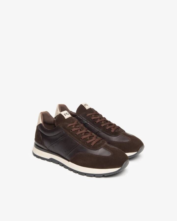 Nerogiardini Leren en suède sneakers donkerbruin Brown Heren