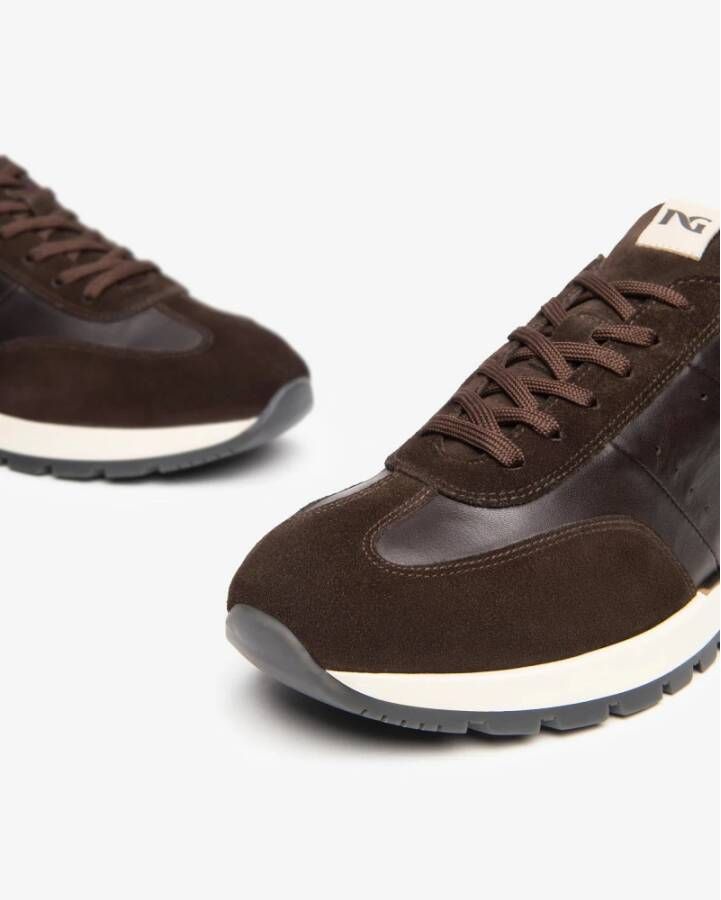 Nerogiardini Leren en suède sneakers donkerbruin Brown Heren