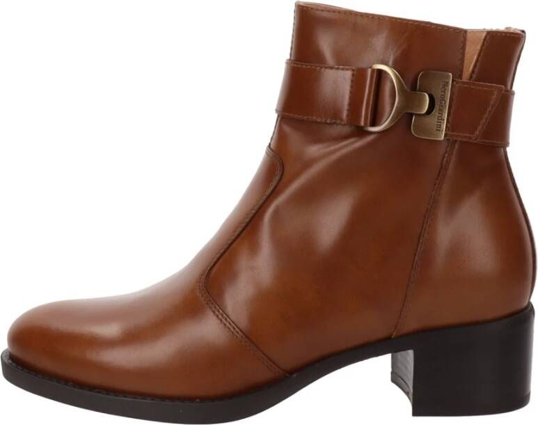 Nerogiardini Leren Enkellaarzen Elegant Kwaliteit Stijl Brown Dames