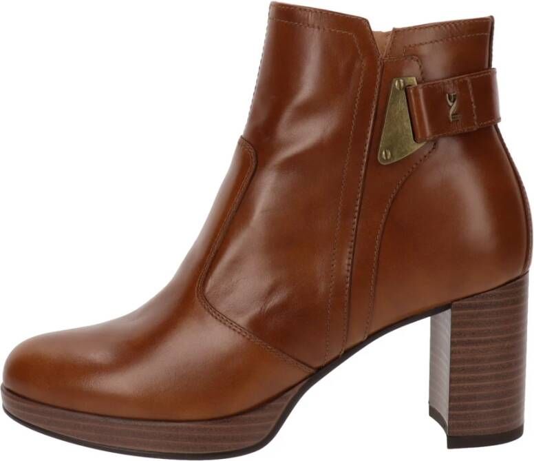 Nerogiardini Leren Enkellaarzen Stijlvol Must-Have Brown Dames