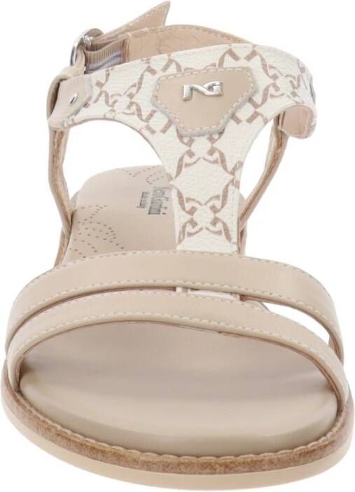 Nerogiardini Leren Gesp Sandalen Beige Dames