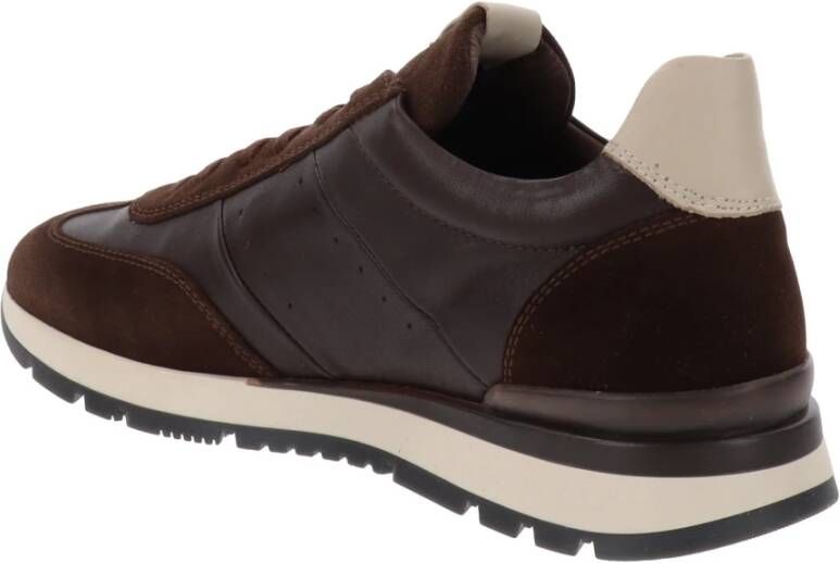 Nerogiardini Leren Heren Sneakers Stijlvol Comfortabel Brown Heren