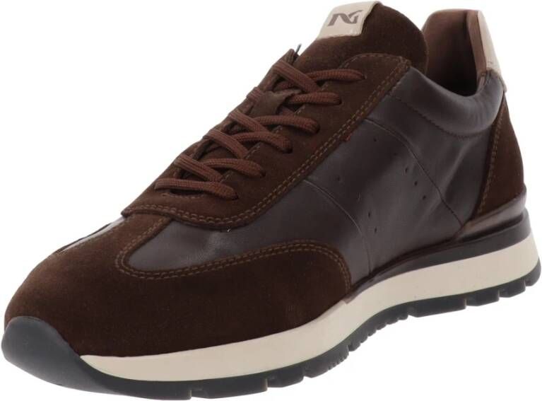 Nerogiardini Leren Heren Sneakers Stijlvol Comfortabel Brown Heren