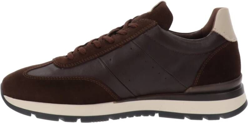 Nerogiardini Leren Heren Sneakers Stijlvol Comfortabel Brown Heren