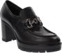 Nerogiardini Zwarte leren loafers met metalen klem Black Dames - Thumbnail 2