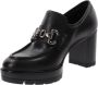 Nerogiardini Zwarte leren loafers met metalen klem Black Dames - Thumbnail 4