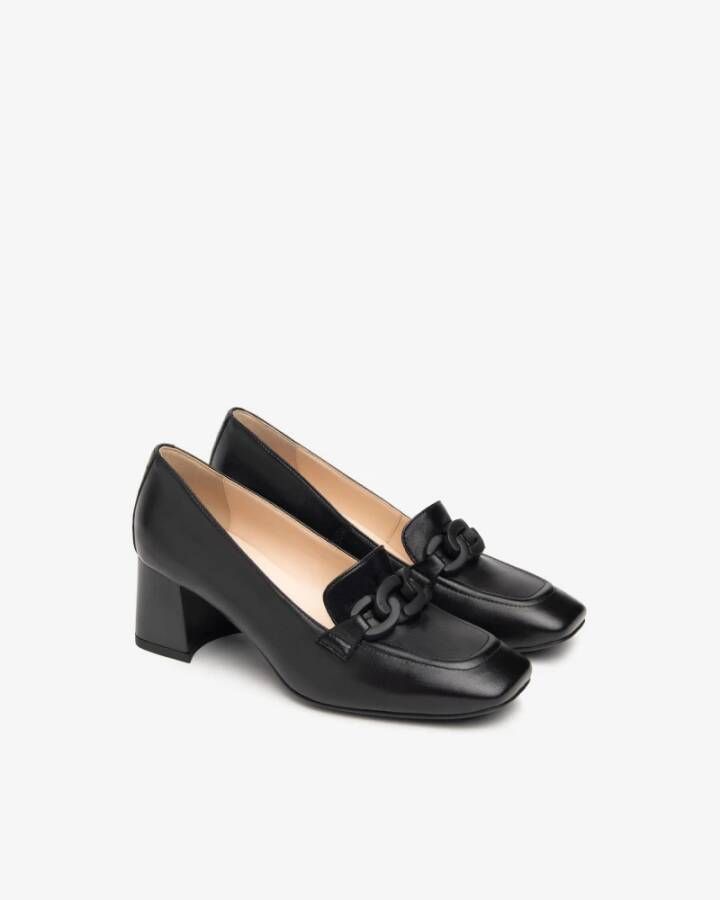 Nerogiardini Leren loafers met ketting accessoire Black Dames