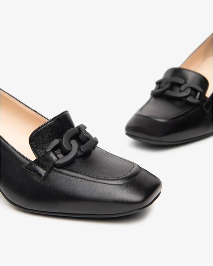 Nerogiardini Leren loafers met ketting accessoire Black Dames