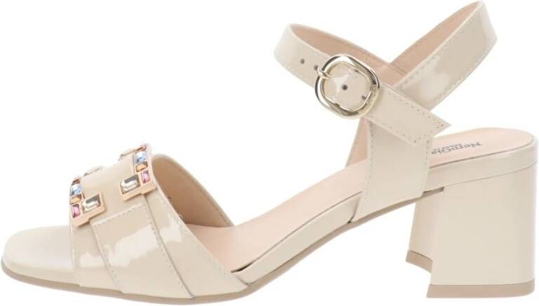 Nerogiardini Leren sandalen voor vrouwen Beige Dames