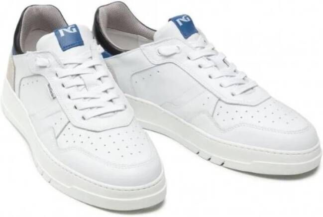 Nerogiardini Leren Sneakers met Suède Inzetstukken White Heren