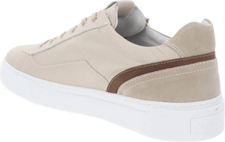 Nerogiardini Leren Sneakers met Veters en Ritssluiting White Dames