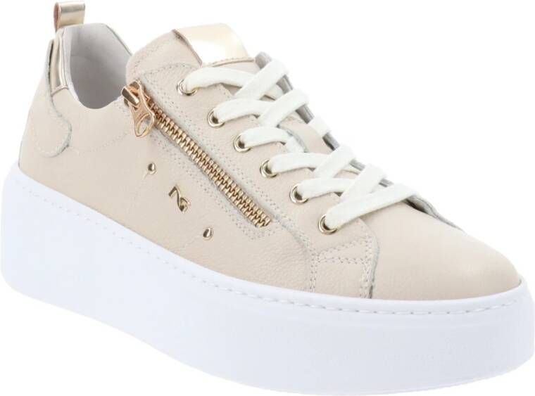 Nerogiardini Leren Sneakers met Veters en Ritssluiting White Dames