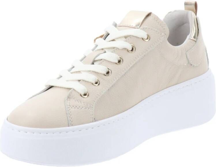 Nerogiardini Leren Sneakers met Veters en Ritssluiting White Dames