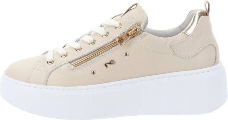 Nerogiardini Leren Sneakers met Veters en Ritssluiting White Dames