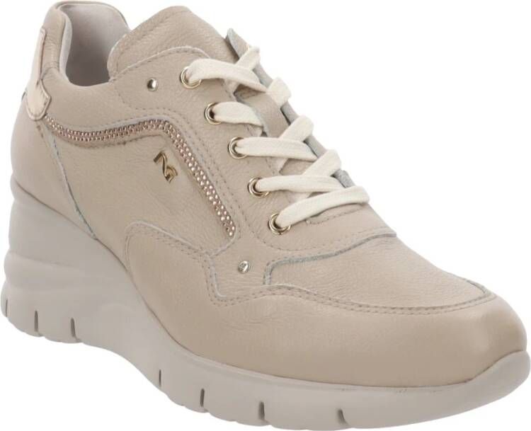 Nerogiardini Leren Sneakers voor Vrouwen Beige Dames