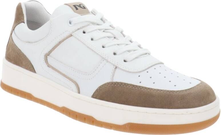 Nerogiardini Leren Vetersneakers Beige Dames