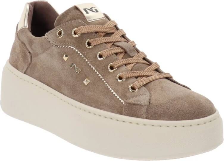 Nerogiardini Leren Vetersneakers voor Dames Beige Dames