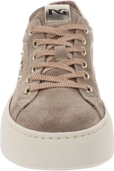 Nerogiardini Leren Vetersneakers voor Dames Beige Dames